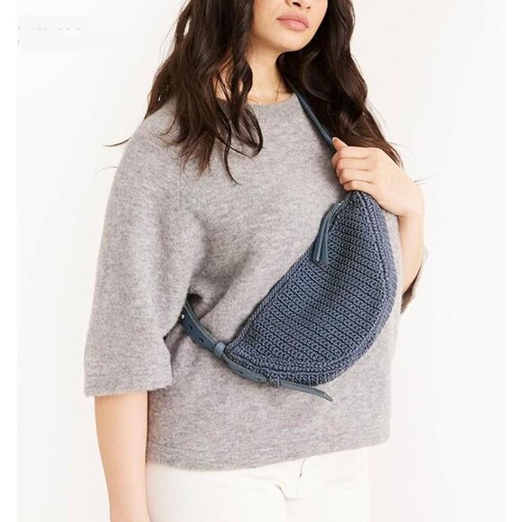 The Sak  Consciously Crafted Blue Hand Crochet Tess Maritime Gen Sling Bag NWT - Picture 1 of 16